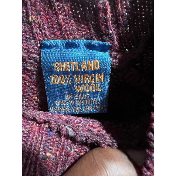 Pendleton Shetland Wool Sweater Men’s L Burgundy Heather Donegal Crew Neck USA - Picture 6 of 7